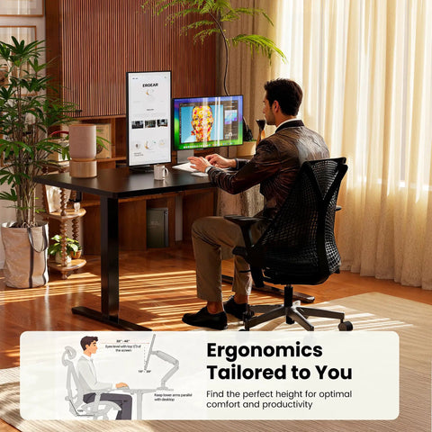 Electric Height Adjustable Sit Stand Desk 48 By 24 Inches With Memory Presets, Quiet Lift, Ergonomic Home Office Table In Black
