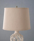 Captain Table Lamp With Clear Textured Glass And Rope Wrap Finish, beige shade, coastal style, nautical end table lighting