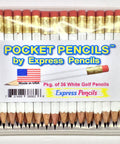 Half Pencils With Eraser For Golf And Pew Use, Short White Hexagonal Pencil, Number Two HB Graphite Lead, 36 Pack