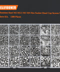All In One 1280 Piece Stainless Steel Hex Socket Cap Screw Kit M2 M2.5 M3 M4 With Nuts Washers And Hex Wrenches 304 Grade Hardware