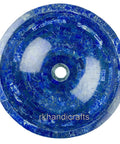Blue Stone Vessel Sink With Lapis Lazuli Overlay Handmade 24 Inch Wash Basin For Bathroom Vanity top view with smooth glaze
