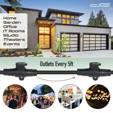 Beefy 50 Ft Heavy Duty 14 3 Extension Cord With 10 Outlets for indoor outdoor use in front of a modern house