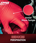 Close-up of Heavy Duty 7 Mil Red Nitrile Gloves Disposable Powder Free Latex Free showcasing textured grip for automotive tasks.