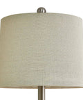 Two USB Touch Dimmable Ceramic Table Lamps Set Of 2 For Living Room Or Bedroom, linen drum shade close-up