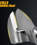 Close-up of Beast Mode Cordless Metal Shears blade, 3CR13 stainless steel, for quick sheet metal cuts, 600W brushless motor