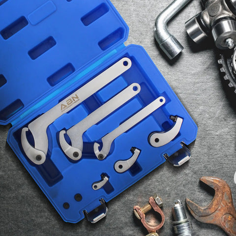 Adjustable Hook And Pin Wrench Spanner Tool Kit 8pc Set for Motorcycle and Dirt Bike Suspension in blue case