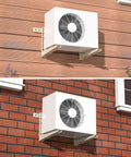 Built Like A Tank Mini Split Wall Mounting Bracket For Ductless Ac And Heat Pump Compressor Holder mounted on brick wall.