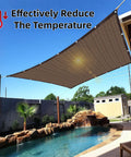 Mocha Shade Cloth With Grommets And Ropes For Outdoor Patio Pergola 80 Percent UV Blocking Sun Shade over pool area
