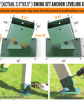 Heavy Duty Swing Brackets Leveling Base Kit For Swing Sets 45 To 60 Degree Adjustable Angles Stainless Steel Anchor