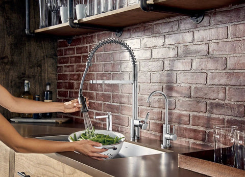 Modern Deck Mounted Kitchen Soap Dispenser S3947C with Above The Sink Refillable Bottle in Dope Chrome Finish