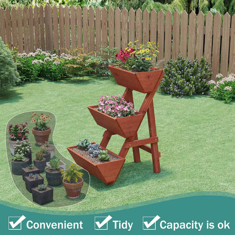 Three Tier Vertical Garden Bed Planter For Indoor And Outdoor Use With Legs Raised Planter Box For Flowers Vegetables Herbs