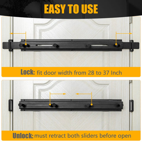 Beefy Door Bar Lock For Home Safety Upgrade And Break In Prevention Heavy Duty Door Brace Reinforcement Fits 26 To 37 Inch Wide Doors Kid Proof Premium Steel Barricade