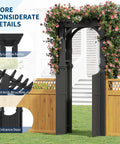 Garden Arbor With Gate And Trellis For Climbing Plants Outdoor Arch For Roses Ivy And Morning Glories Charcoal Finish