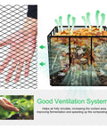 Hand showing mesh design and airflow of Big Ol 172 Gallon Outdoor Compost Bin With Rust Proof Coating Heavy Duty Metal Wire Mesh Easy