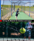 Heavy Duty Baseball And Softball Backstop Net 10x10 Feet For Backyard Practice Nylon Knotted Netting Barrier with high strength PE fiber in use