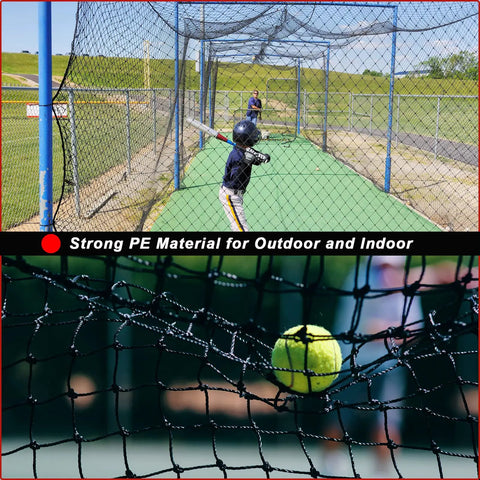 Heavy Duty Baseball And Softball Backstop Net 10x10 Feet For Backyard Practice Nylon Knotted Netting Barrier with high strength PE fiber in use