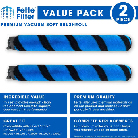 Soft Brush Roll Replacement Set For Shark Vertex And Rotator Upright Vacuums, Compatible With Part 1483FC2000, Pack Of 2