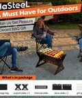 Portable Campfire Grill With Grate And Carry Bag Heavy Duty Outdoor Fire Pit for Camping Backyard Bonfire Patio with food cooking