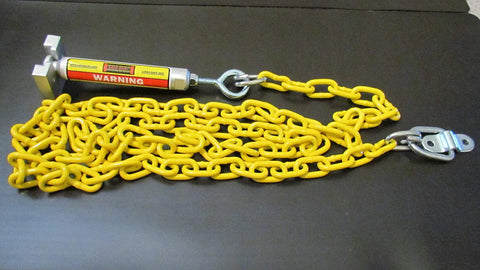 Drop Dead Solid Premium 10 Foot Twist Lock Fall Protection Kit For Roofer Safety And Ladder Work With Heavy Duty Anchor Strap secure yellow chain.