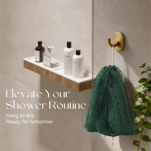 African Net Sponge Exfoliating Bath Loofah 45 Inch hanging near shelf with shower products