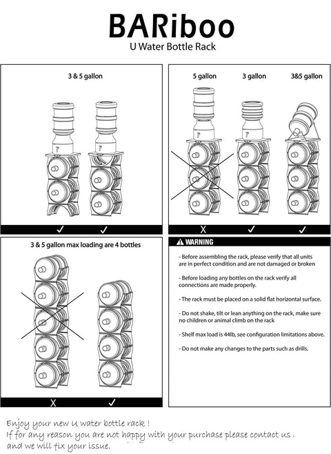 Diagram showing Stackable Water Bottle Storage Rack For 3 And 5 Gallon Jugs Built Tough Jug Holder For Kitchen Cabinet And Office Organizing