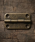 Small Antique Cabinet Hinges With Rounded Corners Four Hole Vertical Iron Construction for cupboards and bookcases