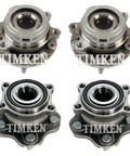 Front And Rear Wheel Bearing And Hub Assembly Kit For Nissan Murano AWD 2013 2014 Direct Fit Replacement