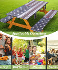 Fitted Picnic Table Cover With Bench Covers Waterproof Elastic Edges 6 Ft Rectangle Patio Tablecloth on wooden table
