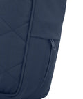 Close-up of navy quilted fabric and zipper on Montlake Water-Resistant Outdoor Quilted Bench Cushion For 54W X 18D X 3T Benches