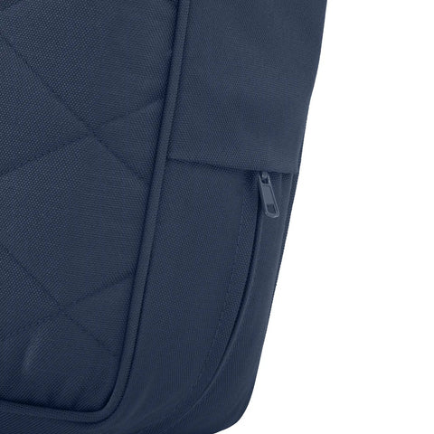 Close-up of navy quilted fabric and zipper on Montlake Water-Resistant Outdoor Quilted Bench Cushion For 54W X 18D X 3T Benches