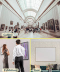 Picture Rail Hanging Kit With Six White Rail Hooks And A 72 Inch Invisible Cord used in gallery, exhibitions, and home settings