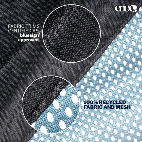 Close-up of fabric and mesh material of DoubleLoft Hammock Chair for Two Cozy and Comfortable With Cushioned Arm and Leg Rests