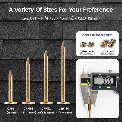 Pro Grade Galvanized Roofing Nails One Quarter Inch Shank Fifteen Degree Coil Fasteners With Solid Round Heads in various sizes