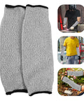 Heavy Duty Cut Resistant Arm Sleeves With Scratch Proof Armor For Gardening And Butchery Tasks Bite Resistant Guards shown in grey.