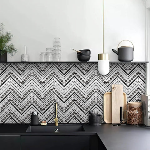 Peel And Stick Black And White Boho Geometric Textured Self Adhesive Wallpaper For Bathroom Decor Dope Look Easy To Install