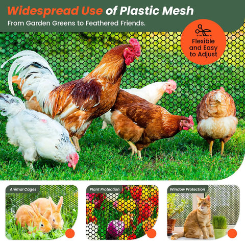 Chickens by 16 Inch By 50 Foot Plastic Chicken Wire Mesh For Floral Arrangements And Crafts With 100 Zip Ties