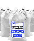 Beefy Heavy Duty Sand Bags With Tie Strings For Flood Control, 50 Lb Capacity, 14x26 Inches, White, Pack of 20, front view