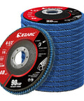Heavy Duty Zirconia Flap Discs 40 Grit 4.5 Angle Grinder Wheels Type 27 high density abrasive pads for metal rust removal.