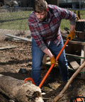 Man using Heavy Duty Timber Jack Log Lift And Cant Hook For Felling And Logging, Raises Logs Up To 11 Inches Off Ground