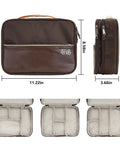 Waterproof Double Layer Electronics Organizer Bag For Cords, Chargers, Power Banks, Hard Drives And Mice, Shockproof Travel Cable Organizer Case, Classic Brown