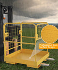 YINTATECH forklift cage, 36x36 in yellow steel work platform with non-slip diamond-plate floor, 1150 lb capacity