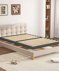 Twin Size Sag Proof Box Spring With Smooth Wooden Slats And Soft Rounded Corners shown in a modern bedroom setting.