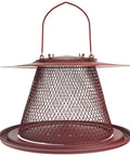 Durable Wild Bird Feeder With Diamond Mesh And 360 Degree Seed Tray For Clinging And Perching Birds, 2.5 Lb Seed Capacity, Red
