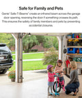 Safe T Beam Replacement Kit For Garage Doors with garage door open showing safe environment for family in UL Solutions certified setup.