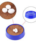 Bird Breeding Nest Kit With Egg Mats And Pigeon Stand Set includes blue nest with brown mat and white plastic eggs