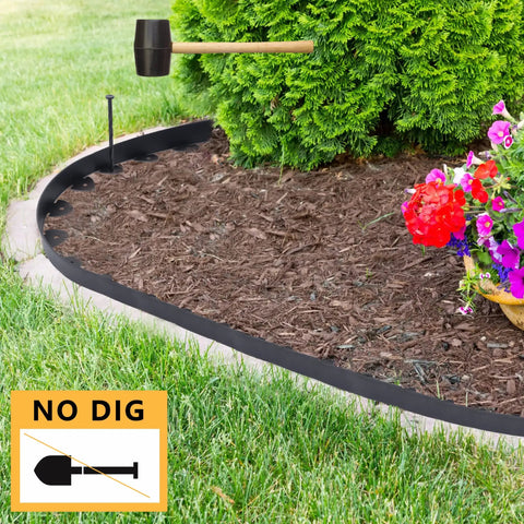 40 Foot Landscape Edging Kit With 2 Inch Tall Black Lawn Border Pro Grade Build Includes Scissors 36 Garden Spikes And 2 Connectors