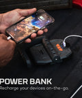 Omni 3K Rechargeable Work Light With 3000 Lumens charging a phone via USB-C cable, showing power bank feature.