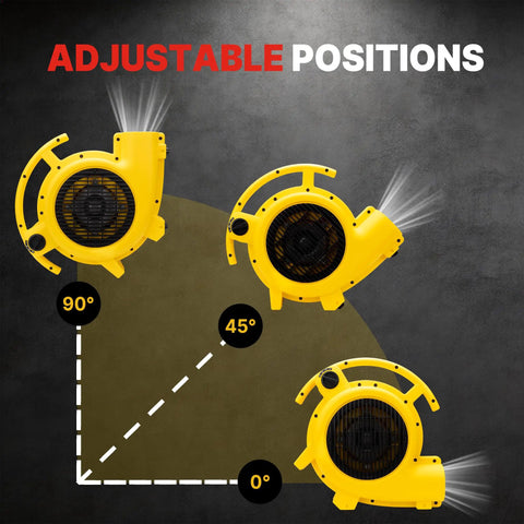 Heavy Duty Floor Drying Fan With 1000 CFM Air Mover, 3 Speed Blower With 3 Angles, Portable And Stackable in adjustable positions