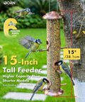 All Metal Brushed Copper Bird Feeder With Six Feeding Ports For Outdoor Hanging 15 Inch Backyard Wild Bird Feeder