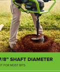Man using 82V Brushless Earth Auger Power Head With 4.0Ah Battery And Dual Port Charger For Easy Post Hole Digging on grass